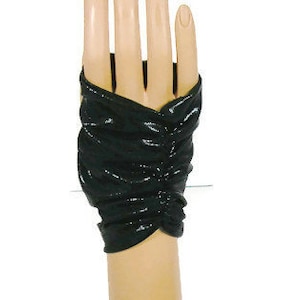 Black Faux Leather Fingerless Gloves Black Goth Gloves Black Punk Gloves Steampunk Fingerless Gloves image 1