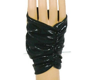Black Faux Leather Fingerless Gloves Black Goth Gloves Black Punk Gloves Steampunk Fingerless Gloves