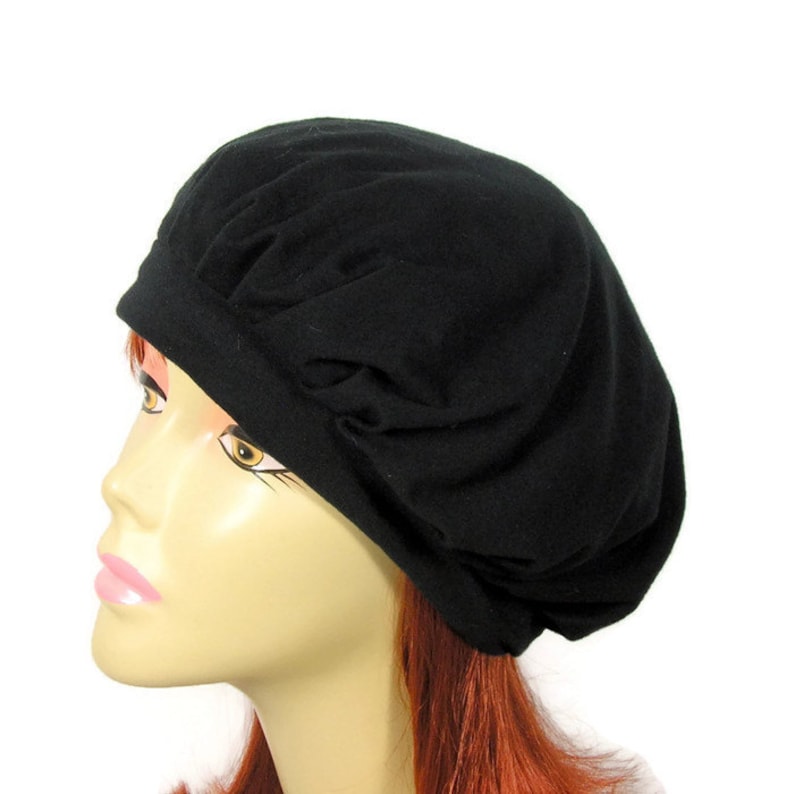 100/% Cotton Jersey Black Slouchy Beret Trendy Slouchy Hat for Hair Loss Chemo Turban Custom Size Summer Slouchy Berets Lightweight Berets