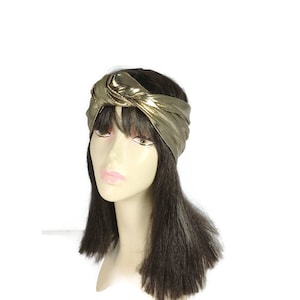 CUSTOM SIZE Gold Turban Metallic Gold Turban Flapper 20s Headpiece Retro Gold Turban Boho Turban Metallic Gold Knotted Headband Gatsby 20s