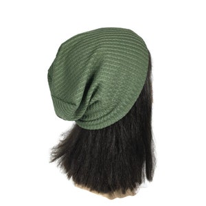 Bonnet souple en tricot gaufré vert olive bonnet en tricot thermique vert olive Bonnet unisexe souple super doux bonnet vert unisexe réversible CUSTOM Sz image 4