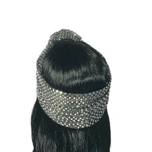 Silver Top Knot Turban Head Wrap Silver Wide Headband Flapper Headband Silver Confetti Dot Turban Headwrap 20's Silver Gatsby Head Wrap image 3