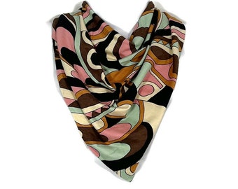 Pink Print Bandana Woman's Pucci Print Style Bandana Print Neckerchief Women Print Headscarves Brown Black Print Bandana Jersey Bandana