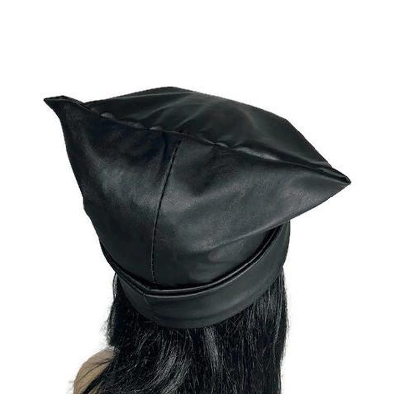 Gothic Faux Leather Slouch Hat Black Goth Beanie Black Faux Leather Slouchy Beanie Gothic Hats Unisex Gothic Black Toques Faux Leather Hats image 5