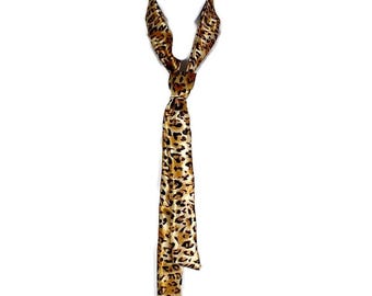 Leopard Print Skinny Tie Leopard Skinny Tie Satin Leopard Narrow Tie Skinny Neckties Animal Print Skinny Ties Leopard Sashes Leopard  Scarf
