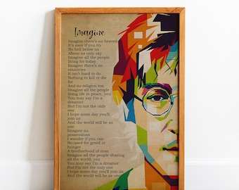 John Lennon Imagine Lyrics Poster, John Lennon Imagıne Print