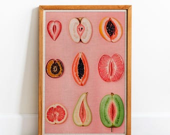 Sliced Fruit Art Print, Feminine Empowerment, Modern Vulva Art