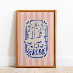 Tinned Sardines Canvas Print: Retro Kitchen Food Art