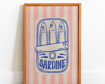 Sardinen aus Dosen Leinwanddruck: Retro Kitchen Food Art
