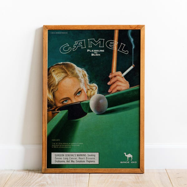 "Camel Cigarette Ad Canvas Print - ""Camel Cigarette Ad"" Leinwanddruck - Vintage Bar Dekor."