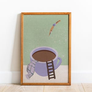 Coffee Diver Art Print: Trendy Kitchen Wall Decor