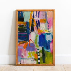Abstract Painting Print, Colorful Large Minimalist Abstract Art, Modern Textured Pastel Multicolor, Trendy Aesthetic Large Wall Art
