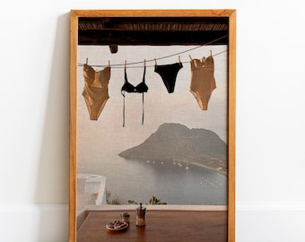 Impression bikini, affiche d'été minimaliste avec vue sur la mer, impression vintage, impressions photographiques