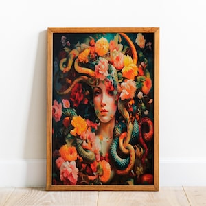 Medusa Graffiti Canvas Art: Greek Mythology Wall Decor
