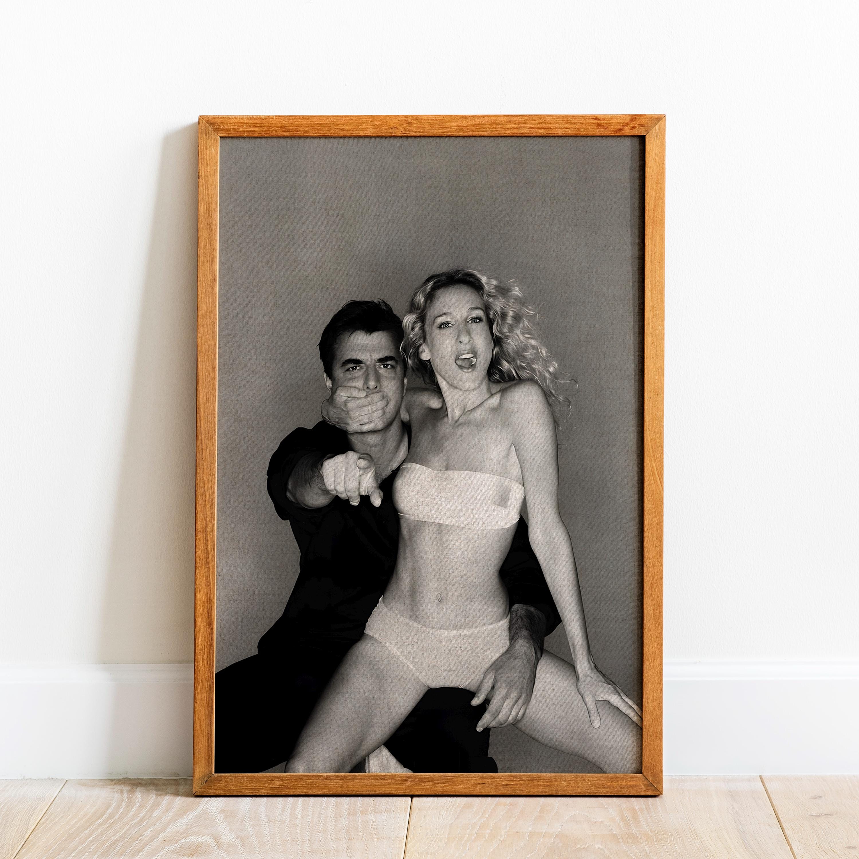 Carrie and Mr. Big Print: SATC Black & White Canvas Wall Art