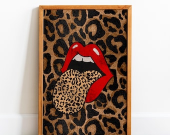 Leopard Lips Canvas Print – Trendy Dorm Decor, Framed Option