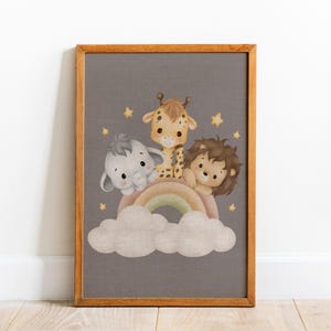 Safari Nursery Wall Prints, Boho Nursery Prints, Jungle Animals, Nursery Art, Animal Nursery Decor, Rainbow Wall Art, Kids Room Decor