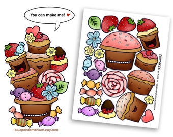 Cupcakes, Candies, and Strawberries - PDF, JPEG, or GIF clip art
