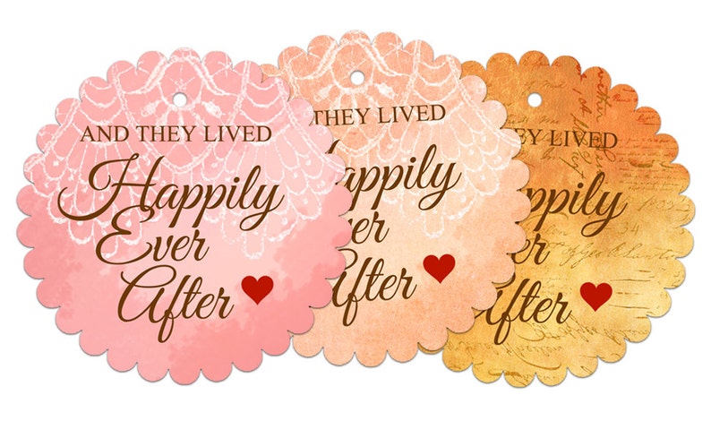 PDF Wedding Favor Tags Happily Ever After image 1