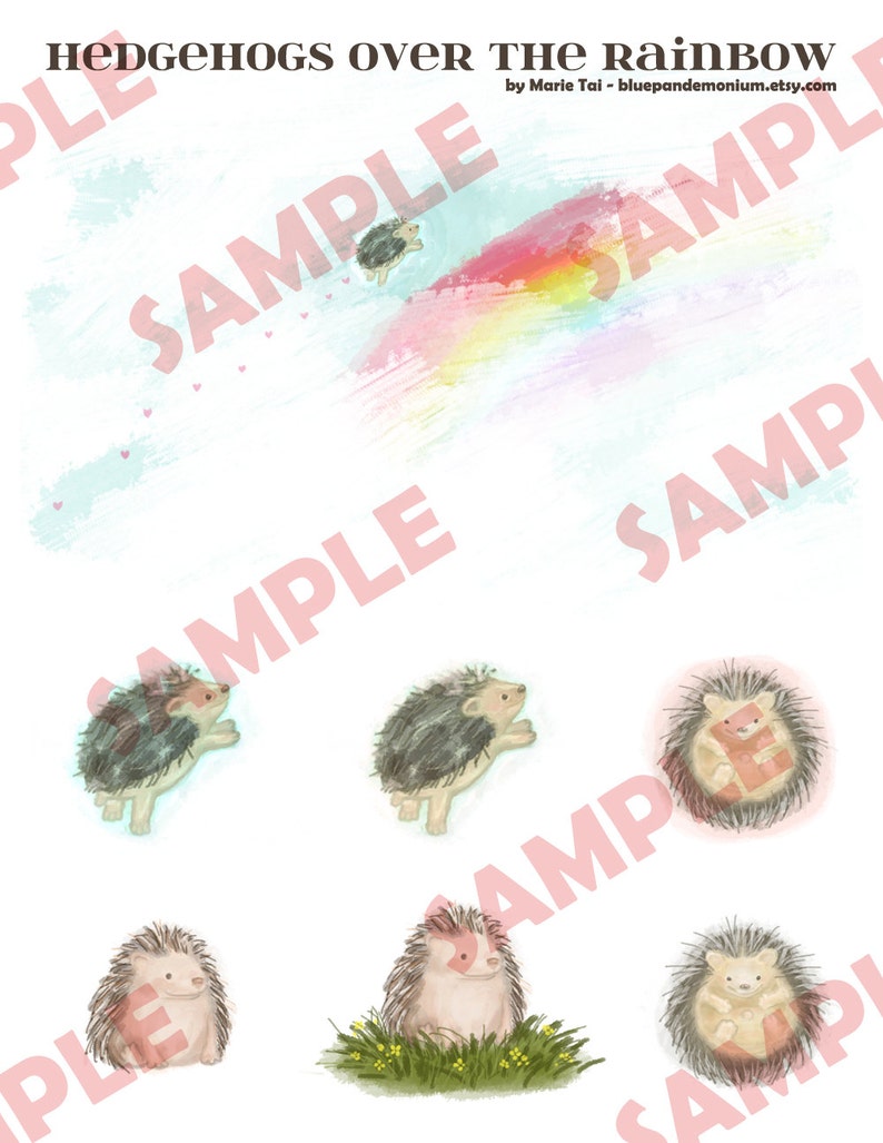 Hedgehogs Over the Rainbow Drawings, Clip Art, Illustrations, GIF, JPEG ...