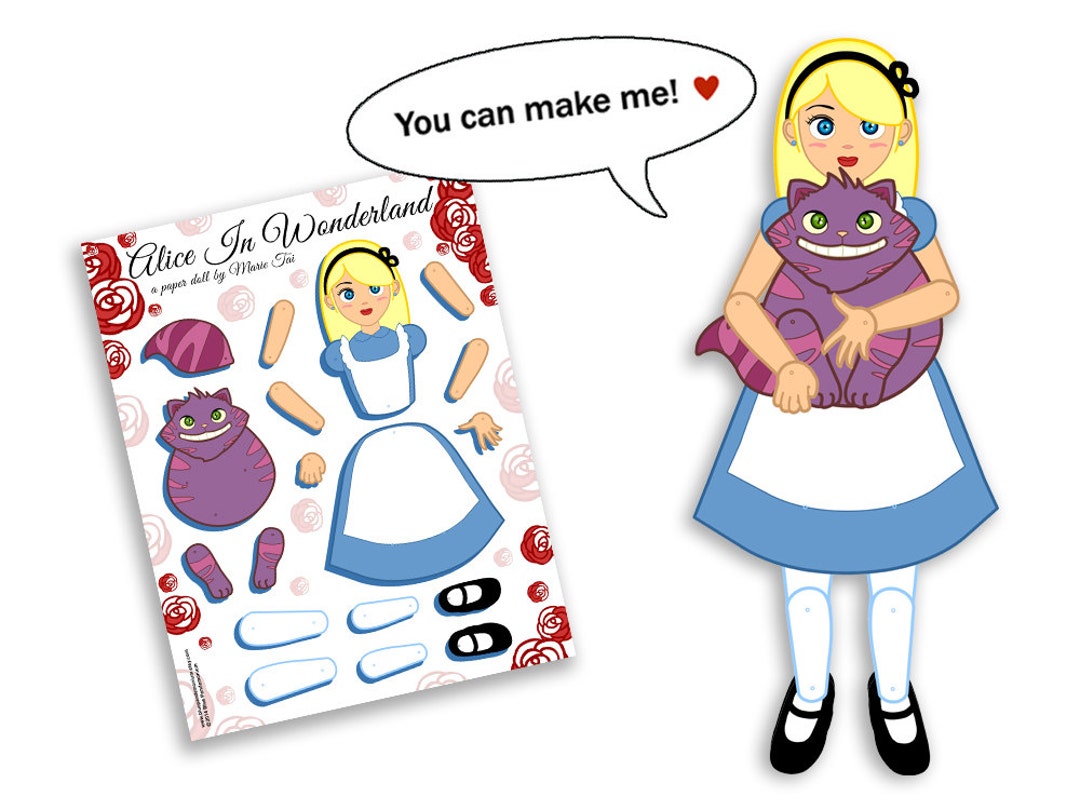 PDF Alice in Wonderland Paper Doll Etsy