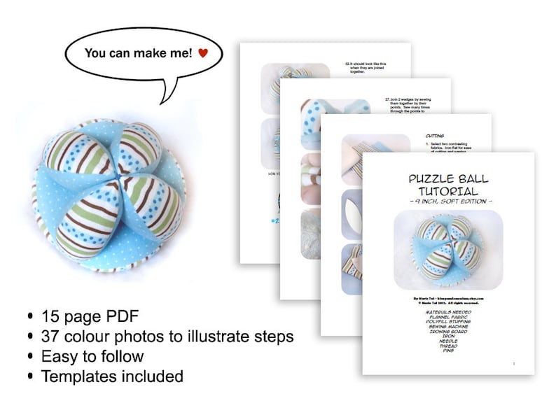 PDF Medium Puzzle Ball Tutorial 9 inch, Soft Edition image 2