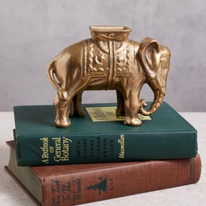 Vintage Brass Piggy Bank Elephant Coin Bank Kids Room Decor