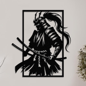 Japanese Samurai Warrior Home Decor, Asian Inspired Art, Samurai Sword, Asian Wall Art, Office Art, Outdoor Warrior Sign, Zen Wall Decor