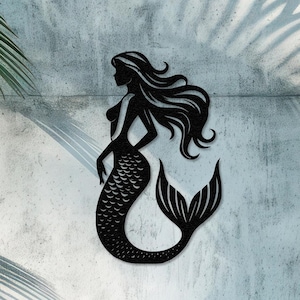 Metal Mermaid Sign, Pool Wall Decor, Bathroom Decor, Outdoor Wall Art, Coastal Wall Decor, Beach Wall Art, Sea Life Art, Garden Decor, Gift