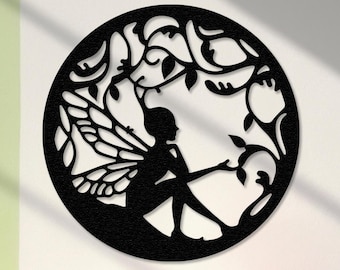 Fairy Metal Wall Decor, Butterfly Art, Whimsical Wall Art, Princess Room Decor, Mystical Art, Gift for Her, Nursery Garden Decor, Fairy Wing