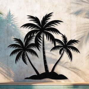 Tropical Palm Tree Metal Wall Art, Pool Decor, Coastal Wall Art, Beach House Decor, Sunrise Wall Art, Outdoor Wall Decor, Boho Wall Hanging