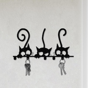 Cat Key Hook, Key Rack, Key Organizer, Cat Lover Gift, Towel Hook, Key Holder, Cat Art, Office Hook