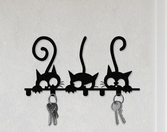 Cat Key Hook, Key Rack, Key Organizer, Cat Lover Gift, Towel Hook, Key Holder, Cat Art, Office Hook
