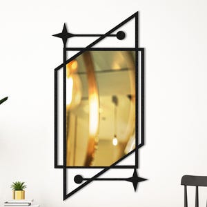 Decorative Mirror Metal Wall Art with Plexiglass, Geometric Design, Modern Abstract Decor, Minimalist Mirror Art, Farmhouse Decor, Home Gift