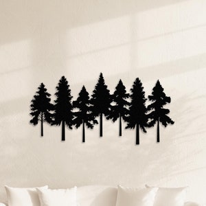Cartello da parete in metallo con albero di pino sempreverde, decorazione da parete con foresta, regalo per amanti della natura, fattoria moderna, decorazione da cabina, cartello da esterno in metallo, decorazione con rami