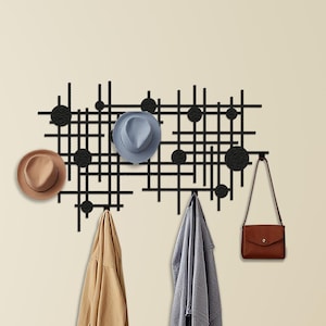 Perchero geométrico de pared, organizador de entrada, perchero moderno, ganchos decorativos, gancho para toallas, perchero de pared vintage, diseño geométrico