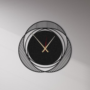 Retro Black Wall Clock Modern, Kitchen Wall Clock, Unique Designer Wall Clock, Office Wall Clock, Large Clock for Wall, Rustic Wall Decor
