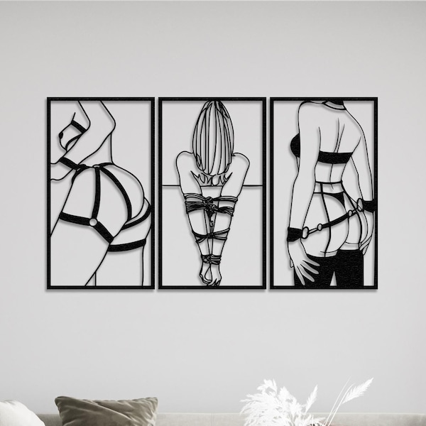 BDSM vrouwelijke lichaamskunst, bondage sexy badkamer decor, naakte vrouw metalen muur kunst, erotische slaapkamer decor, sensuele kunst, fetish kunst, beste cadeau