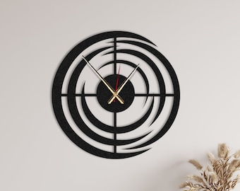 Geometric Modern Clock for Wall, Trendy Wall Decor, Oversized Wall Clock, Minimalist Clock, Black Wall Clock, Living Room Clock