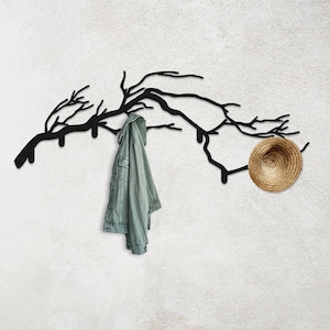 Perchero de pared con forma de rama de árbol hecho a mano, organizador de entrada, perchero moderno, gancho para ropa, gancho decorativo para montaje en pared, perchero rústico