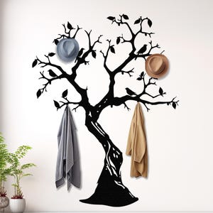 Tree Coat Rack Birds on Branch, Entryway Wall Hanger, Decorative Hooks, Decorative Clothes Hanger, Metal Tree Wall Art, Hall Coat Tree Gift
