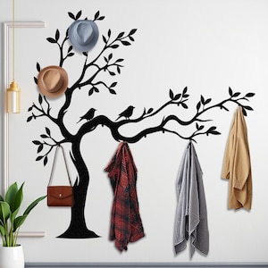 Appendiabiti da parete a forma di albero, appendiabiti in metallo, ganci decorativi, organizer per ingresso, arte dell'albero, regalo di design unico, arredamento in stile rustico, albero porta cappelli