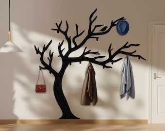 Extra Large Tree Branch Coat Rack, Decorative Hooks, Entryway
