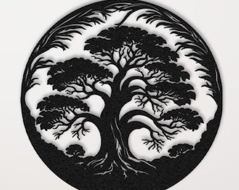 Décoration murale extérieure de bonsaï, grand arbre de vie, décoration de salle de méditation, oeuvre d'art unique sur une branche, décoration murale japonaise, art mural de ferme, cadeau