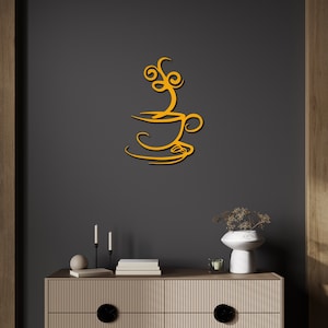 QSHU HUNG Coffee Cup Metal Wall Art - Black Iron Sign, 15"x7", Kitchen Restaurant Decor, Easy To Hang - View #8