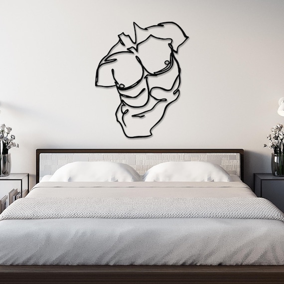 Man Body Metal Wall Decor, Masculine Art, Body Building, Man Cave Decor, Gift for Man, Sensual Wall Art, Home Gym Wall Decor, Gay Line Art