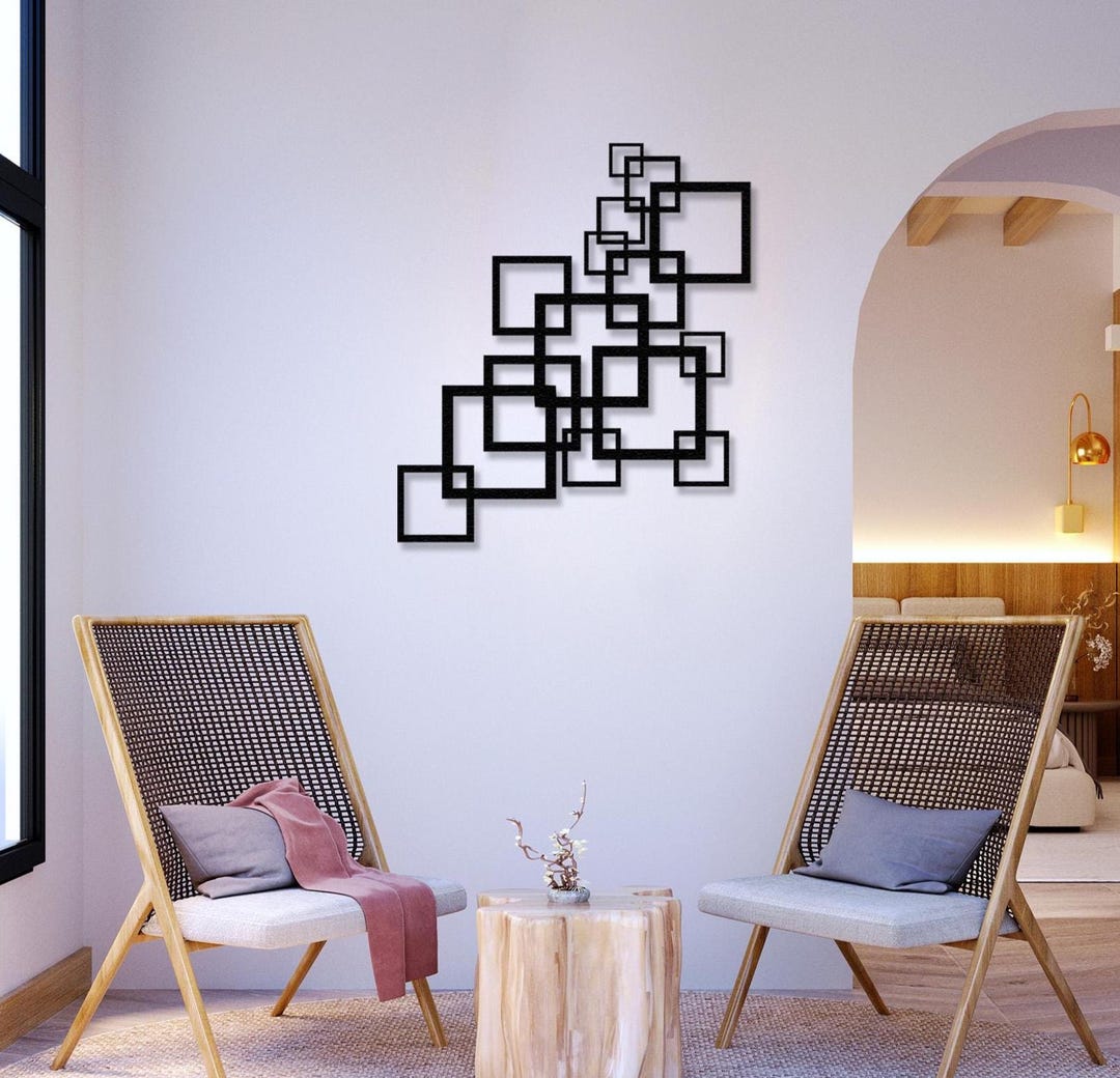 Geometric Modern Minimalist Metal Wall Decor, Luxury Home Art, Line ...