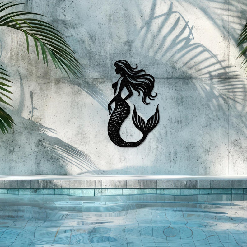 metal mermaid,
beach wall art,
coastal wall art,
mermaid art,
mermaid wall art,
ocean wall art,
nautical wall art,
outdoor wall art,
pool wall decor,
seaside wall art, 
bathroom metal art,
garden art,
sea life art,