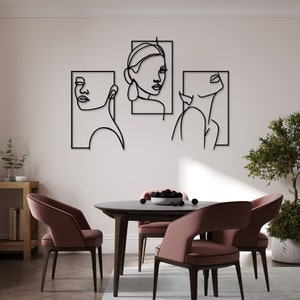Women Line Art Set of 3, Abstract Woman Face, Feminine Art, Figurative ...