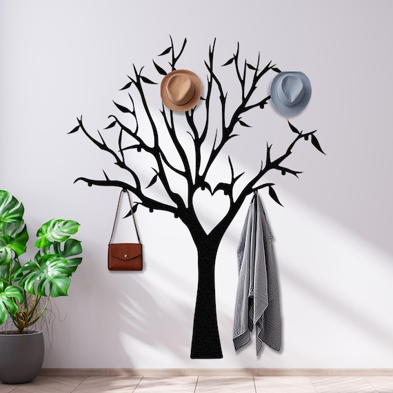 Metal Tree Branch Coat Hooks, Hat and Clothing Rack, Decorative